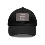 They/Them/Theirs Pronouns Baseball Hat with Leather Patch (Rectangle)