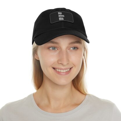 He/Him/His Pronoun Baseball Hat with Leather Patch (Rectangle) - Image 5