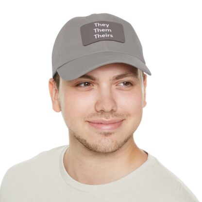 They/Them/Theirs Pronouns Baseball Hat with Leather Patch (Rectangle)