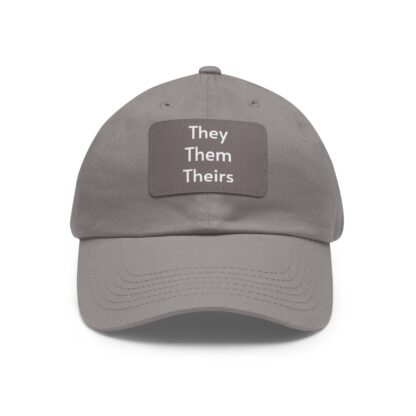 They/Them/Theirs Pronouns Baseball Hat with Leather Patch (Rectangle) - Image 2