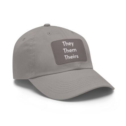 They/Them/Theirs Pronouns Baseball Hat with Leather Patch (Rectangle) - Image 3