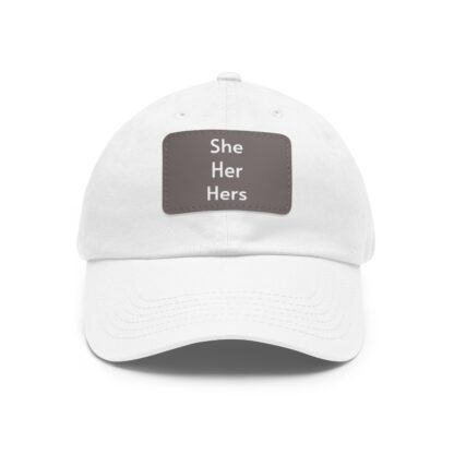 She/Her/Hers Pronouns Baseball Hat with Leather Patch (Rectangle) - Image 8