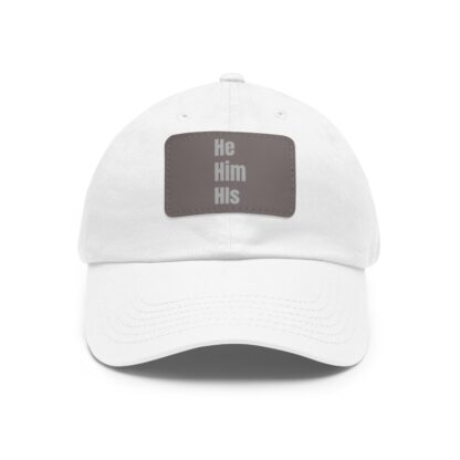 He/Him/His Pronoun Baseball Hat with Leather Patch (Rectangle) - Image 8