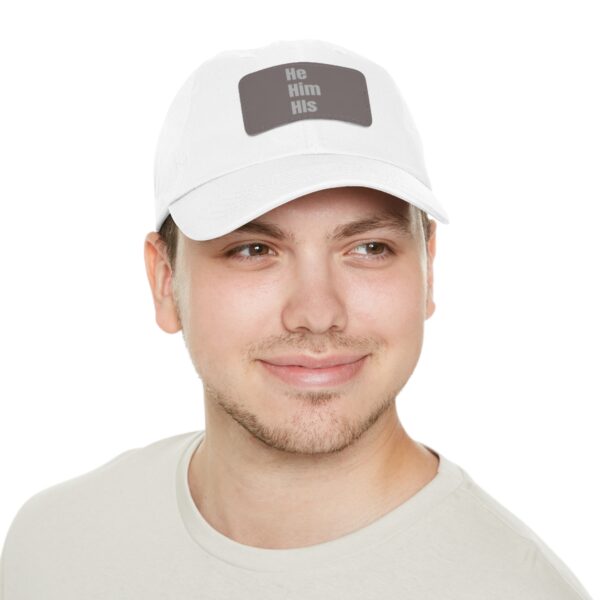 He/Him/His Pronoun Baseball Hat with Leather Patch (Rectangle) - Image 12