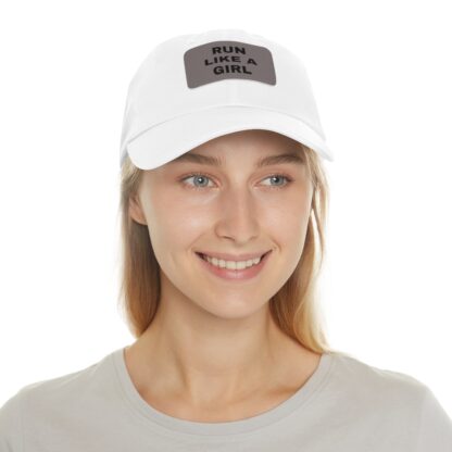 Run Like A Girl Baseball Hat with Leather Patch (Rectangle) - Image 11