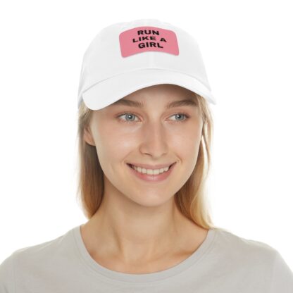 Run Like A Girl Baseball Hat with Leather Patch (Rectangle)