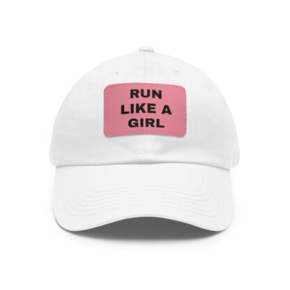 Run Like A Girl Baseball Hat with Leather Patch (Rectangle) - Image 2