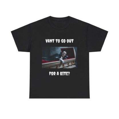 Dracula - VANT TO GO OUT FOR A BITE Unisex Heavy Cotton Tee - Image 2